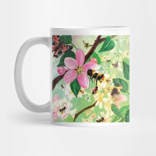 Spring flowering tree with pollinating insects Illustration Mug